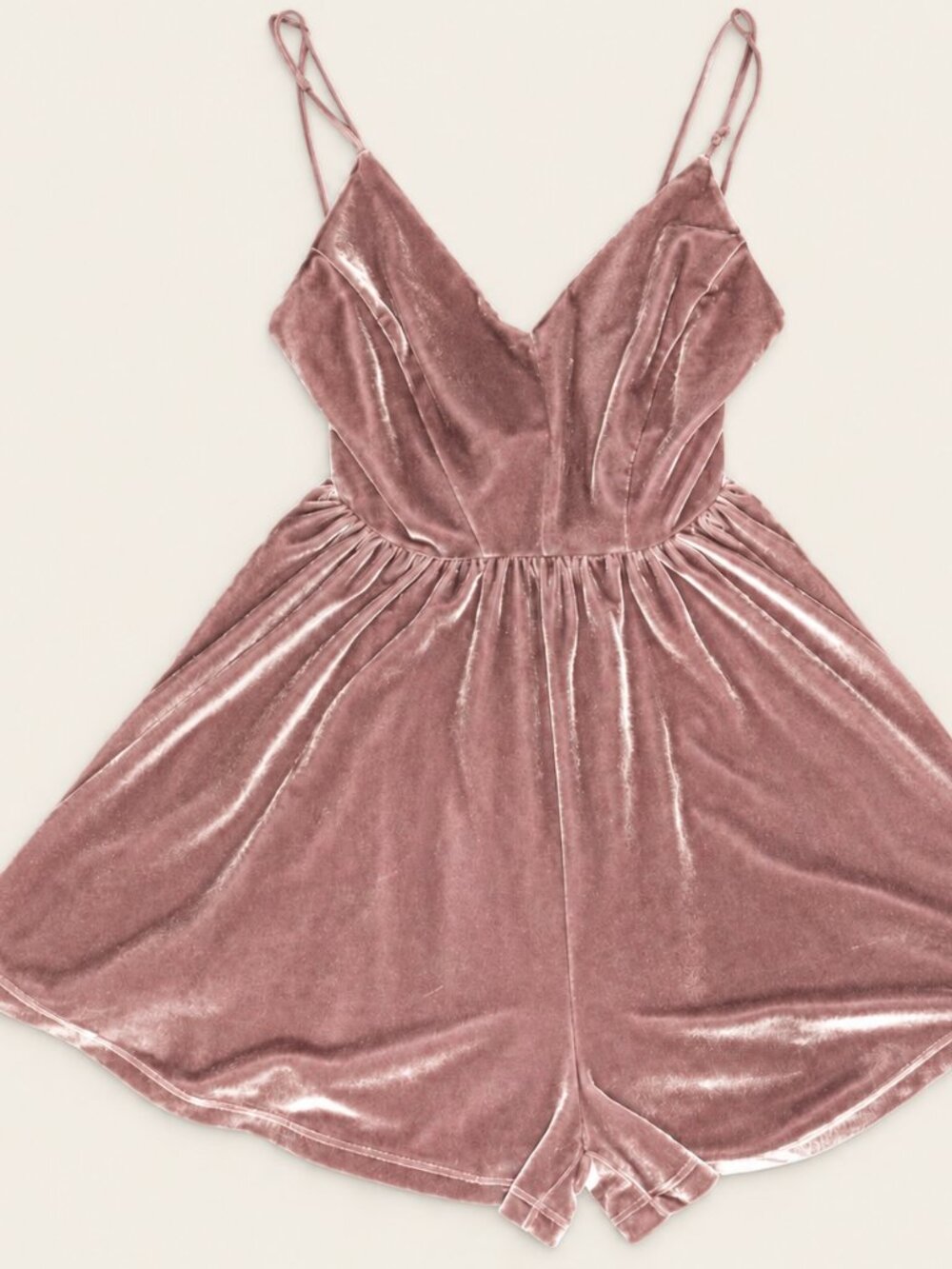 Silence + Noise Vanessa Dusty Rose Velvet Wide Leg Romper M